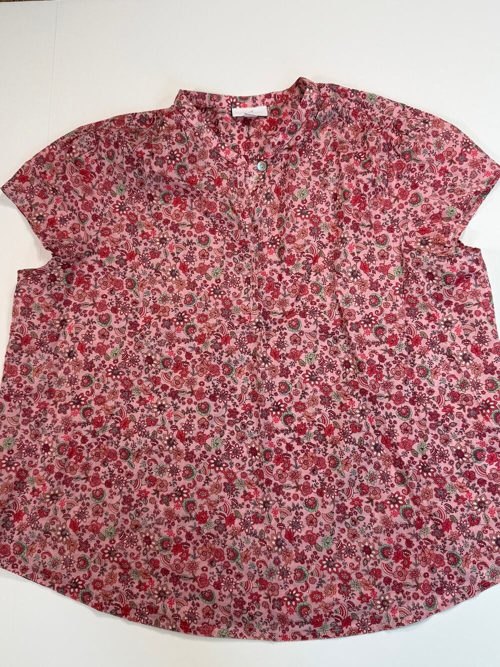 J.Jill Cap Sleeve floral top size petite L coral